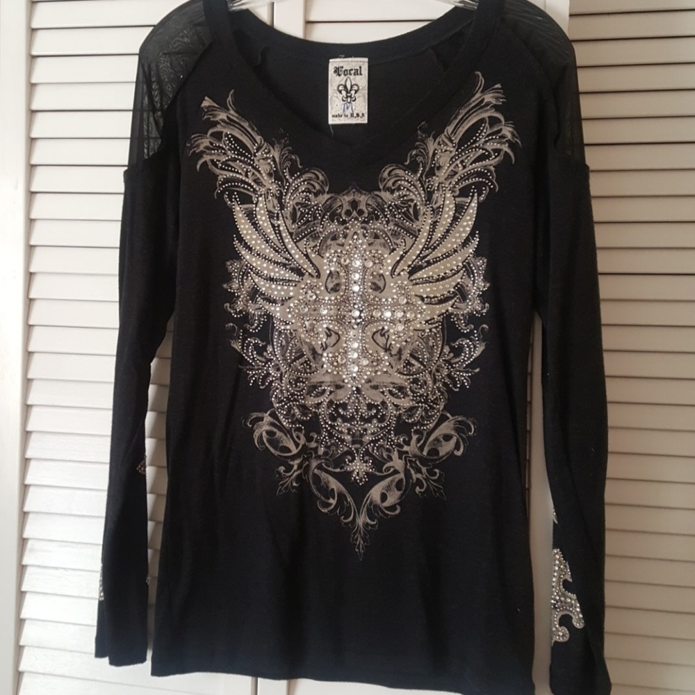 Black long sleeved bling shirt